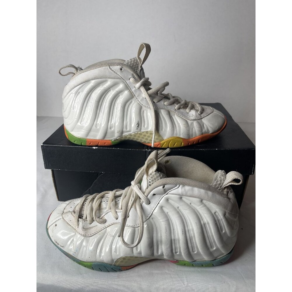 Size 7Y - Nike Little Posite One Mid Fruity Pebbles White Leather (644791-100)